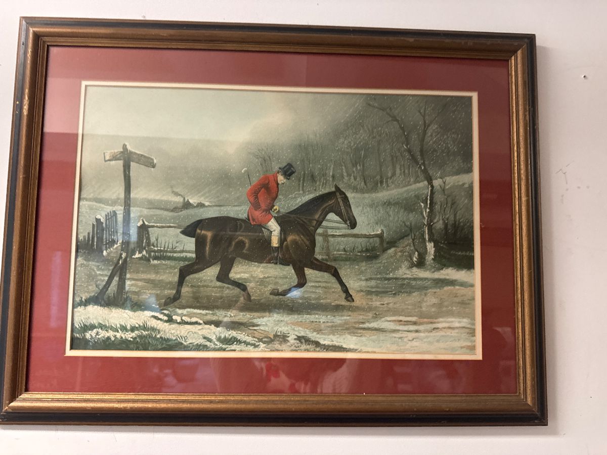 Framed hunt print