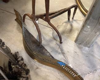 Fireplace andirons and fender