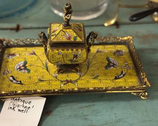 cloisonné ink well and tray