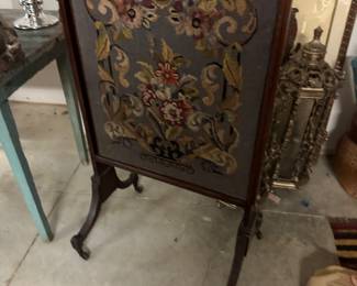 Antique needlepoint firescreen