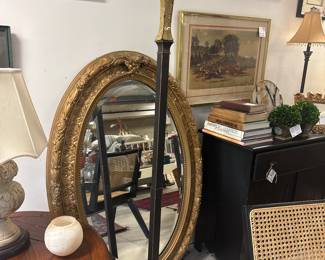 Floor lamp with glass shade