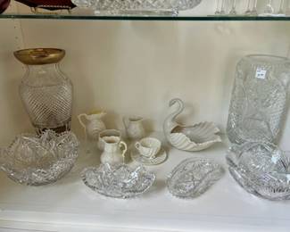 Beleek cups, pitchers, Lenox swan