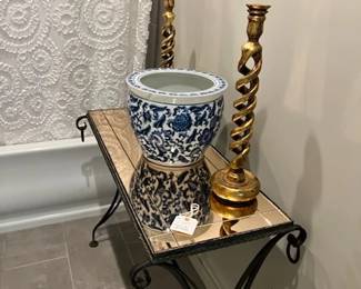 Iron and mirror top console table