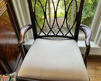 Detail of the dining room chairs, 2 arm and 8 side