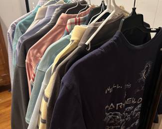 Men’s Dress Shirts and various poles . Plus T-shirts 1 to 3 dollars a piece