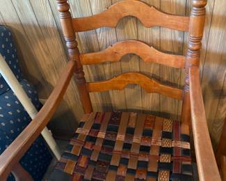 Ladder Back Chair/Leather Strap Seat