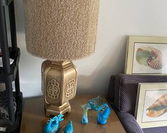 Mid Century Tall Asian Table Lamp Original Shade, Mid Century Decor