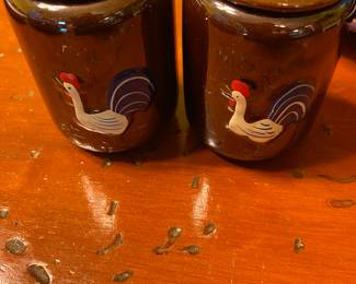Mid Century Redware, Small Spice Jars