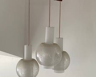 Mid Century Italian BILOBO Glass 3 Pendant Light Fixture