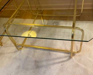Contemporary Beveled Glass, Sling Base Cocktail Table 