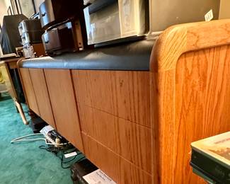 Mid Century long cabinet with drawers and black top