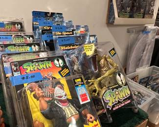 Vintage Spawn toys in boxes