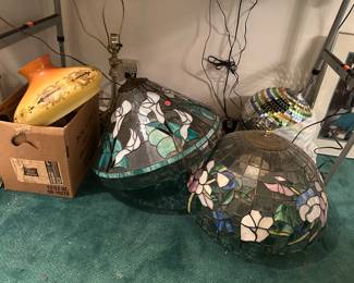 Stained glass lamp shades - and yes, that is a Disco Ball!