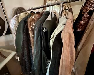 The clothing room has racks of vintage clothes, coats, furs, designer duds, hats, cashmere, shoes, handbags - enough to start your own vintage clothing store!