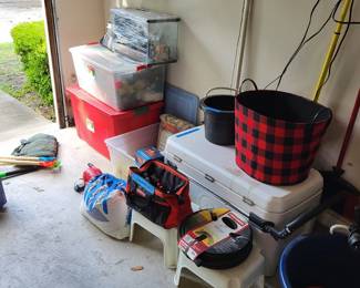 christmas items step stools, igloo cooler