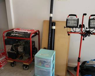 generator and shelves with double light tower