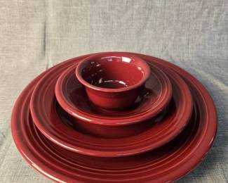 FIESTA 4PC Set Bouillon Bowl Cereal Bowl Soup Bowl Chop Plate, Cinnabar.