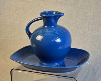 FIESTA 2PC Set Carafe Rectangular Serving Plate, Lapis. The Homer Laughlin China Co.