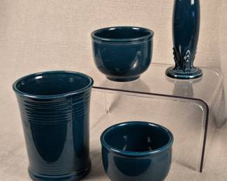 FIESTA 4PC Set Bud Vase Two Jumbo Bowls Utensil Crock, Juniper. The Homer Laughlin China Co.