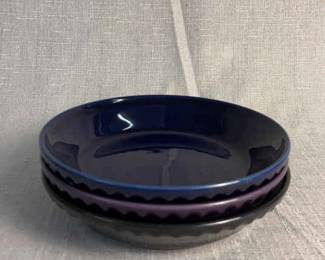 FIESTA 3PC Set Medium Pie Plates, Black, Plum, Cobalt