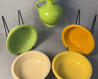 FIESTA 5PC Dinner Plates And Carafe, Chartreuse, Marigold, Sunflower, Ivory