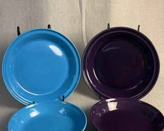 FIESTA 4PC Set, Large Medium Pie Plates, Peacock, Plum