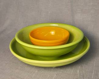 FIESTA 3PC Set Presentation Medium Pedestal Bowl Chartreuse Small Pedestal Bowl Marigold