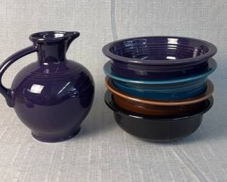FIESTA 5PC Lip Bowls And Carafe, Black, Chocolate, Plum, Juniper