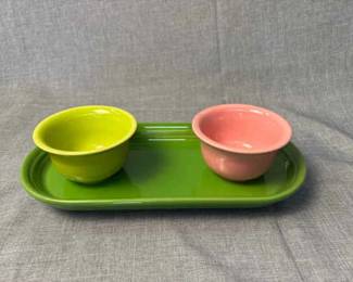 Fiesta 3PC SET Oblong Serving Tray 2 Bouillon Bowls Lemongrass, Rose, Shamrock