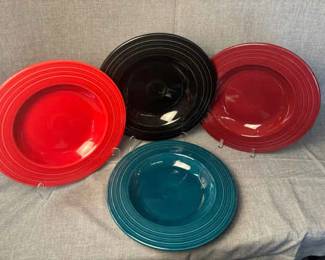 FIESTA 4PC Set Large Rimmed Pasta Bowls Juniper, Scarlet, Black Cinnabar