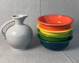 FIESTA 5PC Lip Bowls And Carafe, Persimmon, Sunflower, Shamrock, Juniper, Pearl Grey