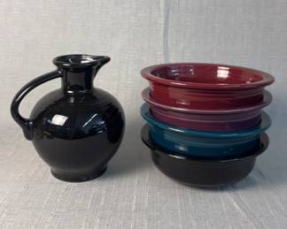 FIESTA 5PC Lip Bowls And Carafe, Black, Juniper, Heather, Cinnabar