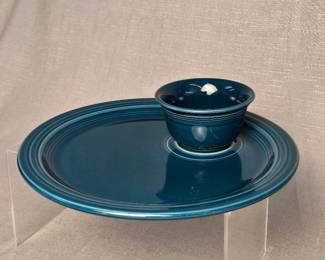 FIESTA 2PC Set Snack Welled Plate Dipping Bowl, Juniper