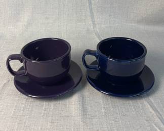 FIESTA 4PC Jumbo Latte Mugs And Saucers In Cobalt And Plum 2 Jumbo Latte Mugs, 2 Saucers