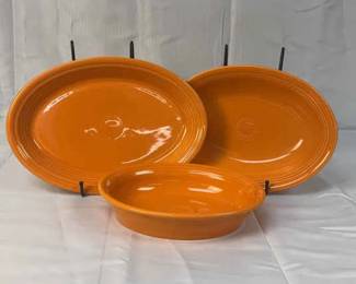 FIESTA, 3 PC Set Oval Serving Platters And Casserole Dish In Tangerine