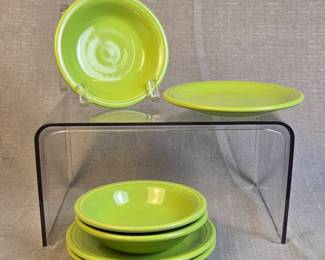 FIESTA 6PC Set Fruit Bowls Saucers, Chartreuse.