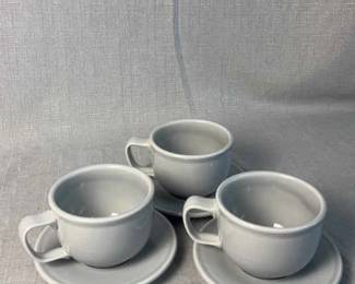 FIESTA 6PC Jumbo Latte Mugs And Saucers In Pearl Grey 3 Jumbo Latte Mugs, 3 Saucers
