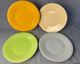 FIESTA 4PC SET Luncheon Plates Chartreuse, Pearl Grey, Marigold Ivory