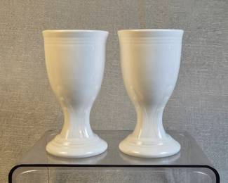 FIESTA 2PC Set Retired Footed Goblet, White. The Homer Laughlin China Co.
