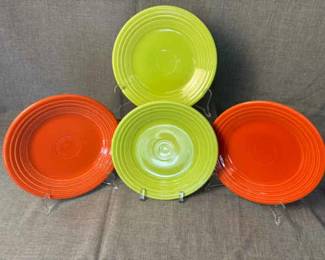 FIESTA 4PC Luncheon Plates Chartreuse Persimmon The Homer Laughlin China Co.