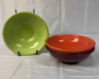 FIESTA, 3 PC Pedestal Bowl Set In Chartreuse, Poppy, Cinnabar