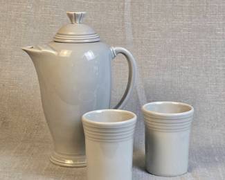 FIESTA 3PC Set Rare 50s Coffee Server Two Tumblers, Pearl Gray. The Homer Laughlin China Co.