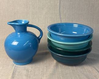 FIESTA 5PC Lip Bowls And Carafe, Peacock, Turquoise, Evergreen, Juniper