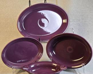 FIESTA 4PC Set Large, Medium Small Oval Serving Tray Casserole Dish, Heather.