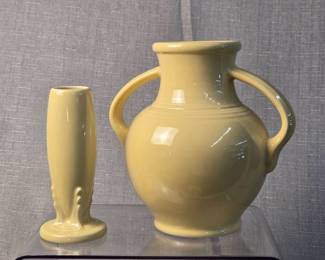 FIESTA 2PC Set Millennium I Vase Bub Vase, Pale Yellow. The Homer Laughlin China Co.