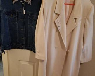 White spring coat and denim jacket