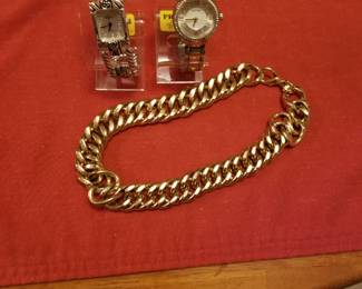 Two quartz watches and heavy gold plated necklace