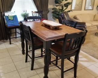 Bar height table and 6 chairs