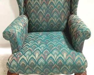 2546 - Vintage Queen Anne Wingback Chair 42" x 26" x 28"