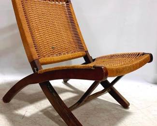 1413 - Danish Modern Wegner Style Folding Chair-Boho small stain - 28 x 24 x 28